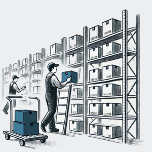 Operator picking via RF pick-to-carton in warehouse.