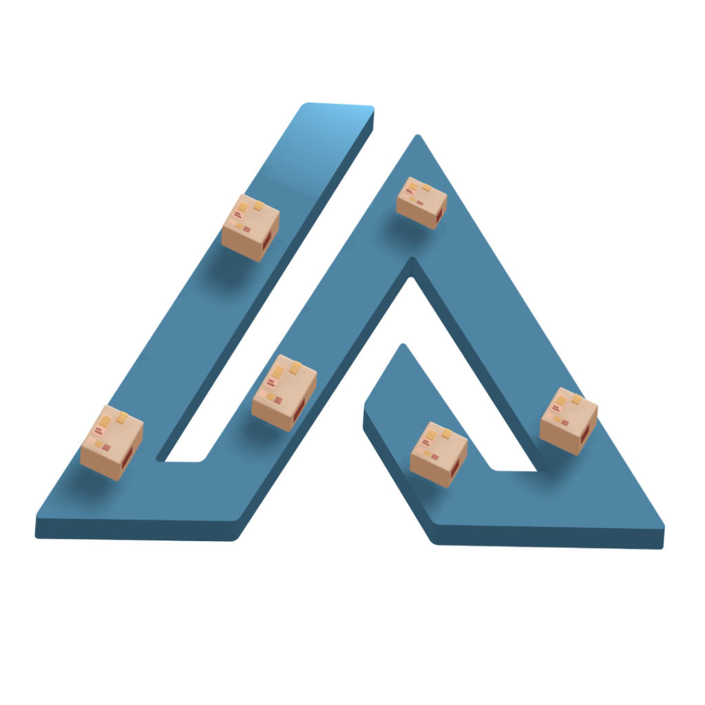 Arete Material Handling Consulting logo with Cartons on it.