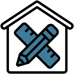 Icon representing the design & engineering phase of a material handling project (black)