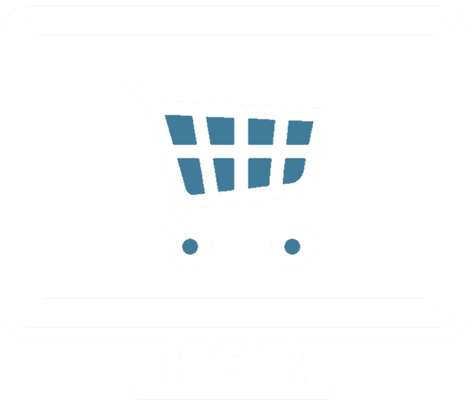 Monitor displaying a cart representing the first step of an intra-logistical e-commerce material flow